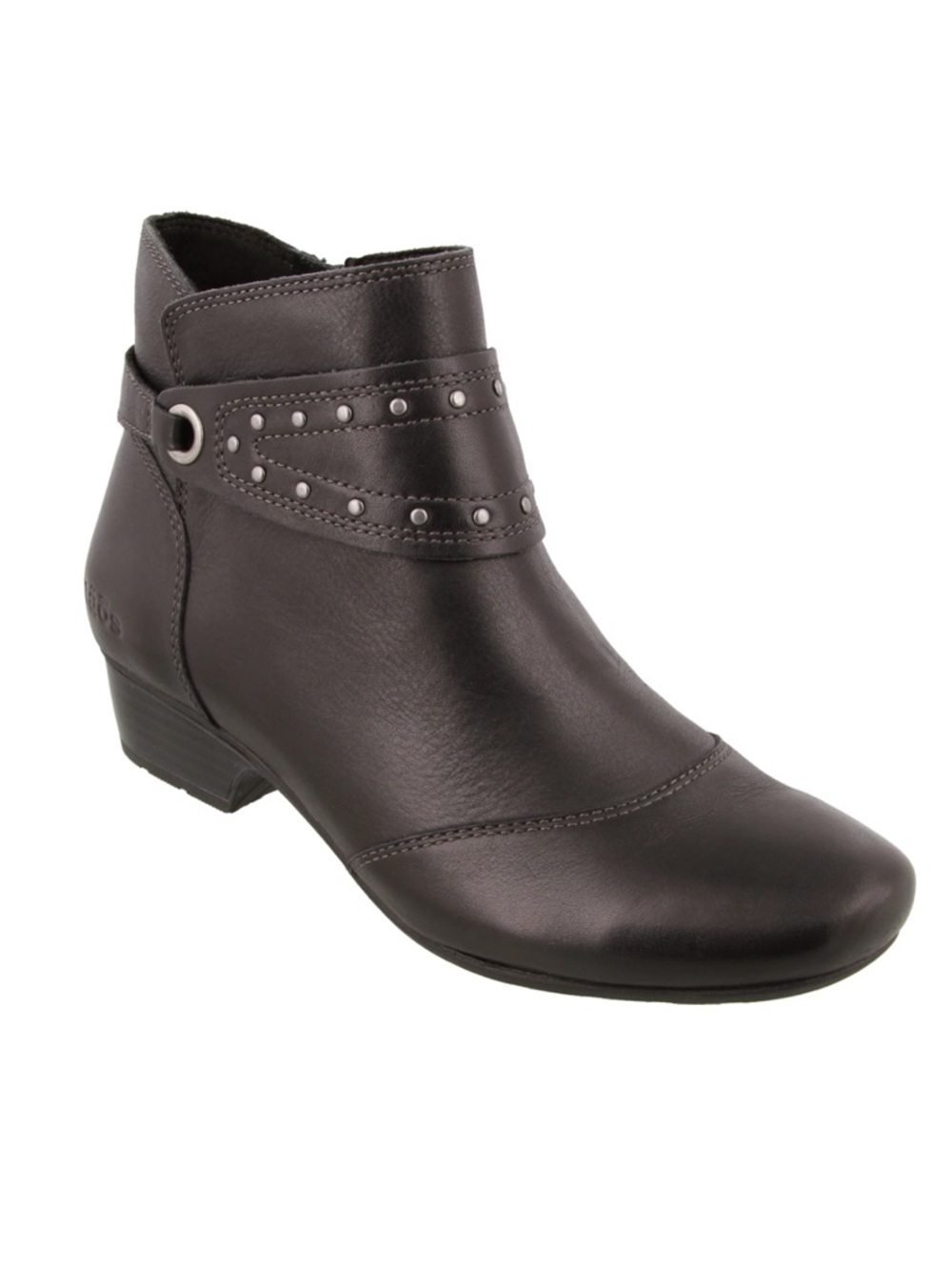 TAOS ULTIMO Black Leather Studded Strap Stacked Heel Ankle Boots Women Size 9.5
